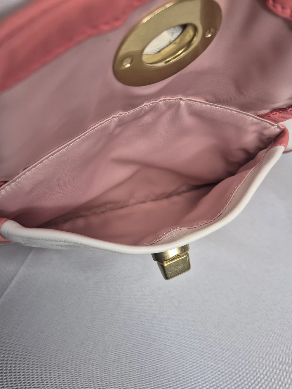 Coach Pink & White Two-Tone Leather Handbag Set EUC